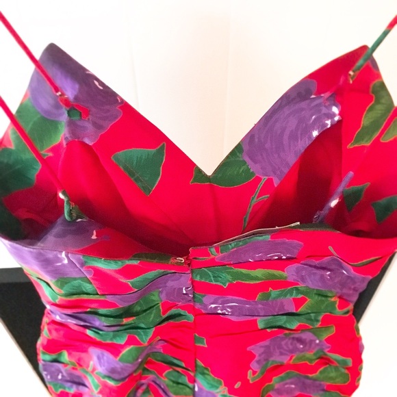 CONTEMPO 🌺 Thai Silk Floral Dress w/ Ruffles - Picture 5 of 7